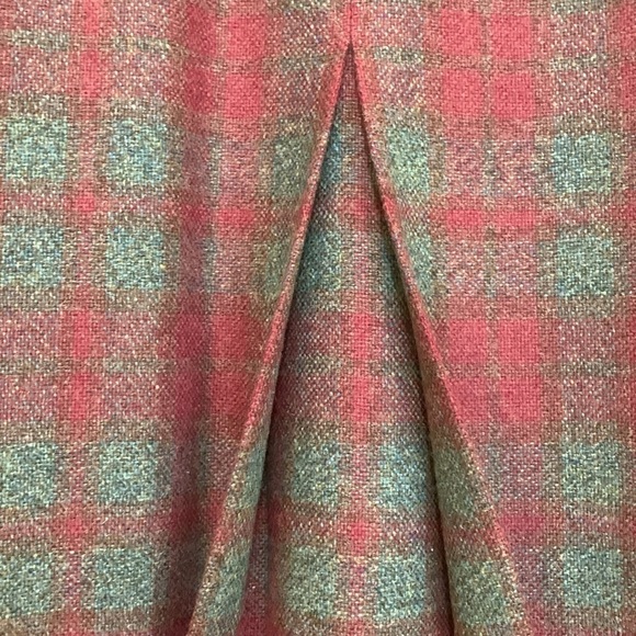 Morplan | 100% Wool Green Red Tartan Plaid Side Zip Vintage Skirt 12.5” W 30” L - Picture 16 of 16